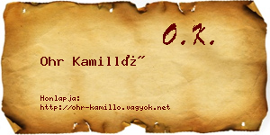 Ohr Kamilló névjegykártya